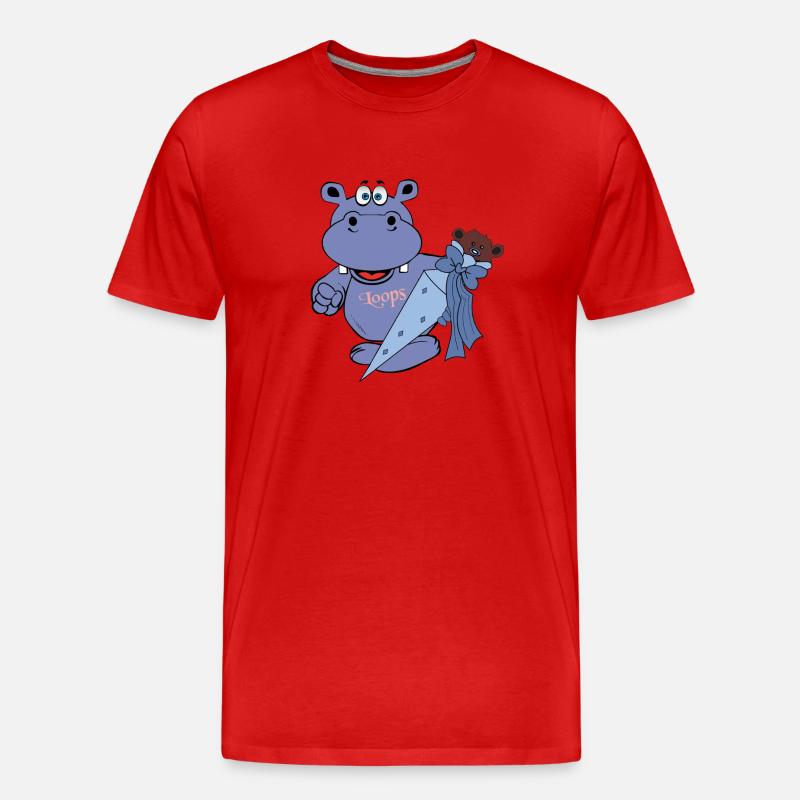 hippo nilpferd einschulung einschulungstüte schule - Männer Premium Bio T-Shirt - Rot