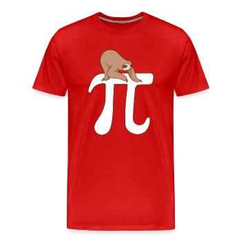 Math Sloth Pi - Männer Premium Bio T-Shirt - Rot - Vorne - Damien (186cm)