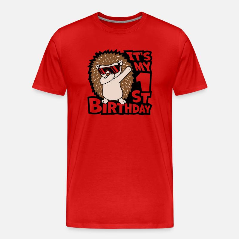 1st birthday dabbing Igel - Männer Premium Bio T-Shirt - Rot