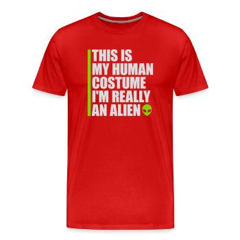 Citation extraterrestre de costume humain - T-shirt bio Premium Homme - rouge - Devant - Damien (186cm)