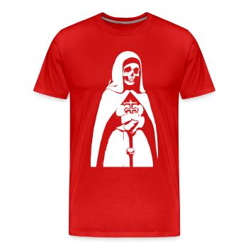 Treten Sie in den Schatten Einzigartige Horror-Nonne, Satanisch, - Männer Premium Bio T-Shirt - Rot - Vorne - Damien (186cm)