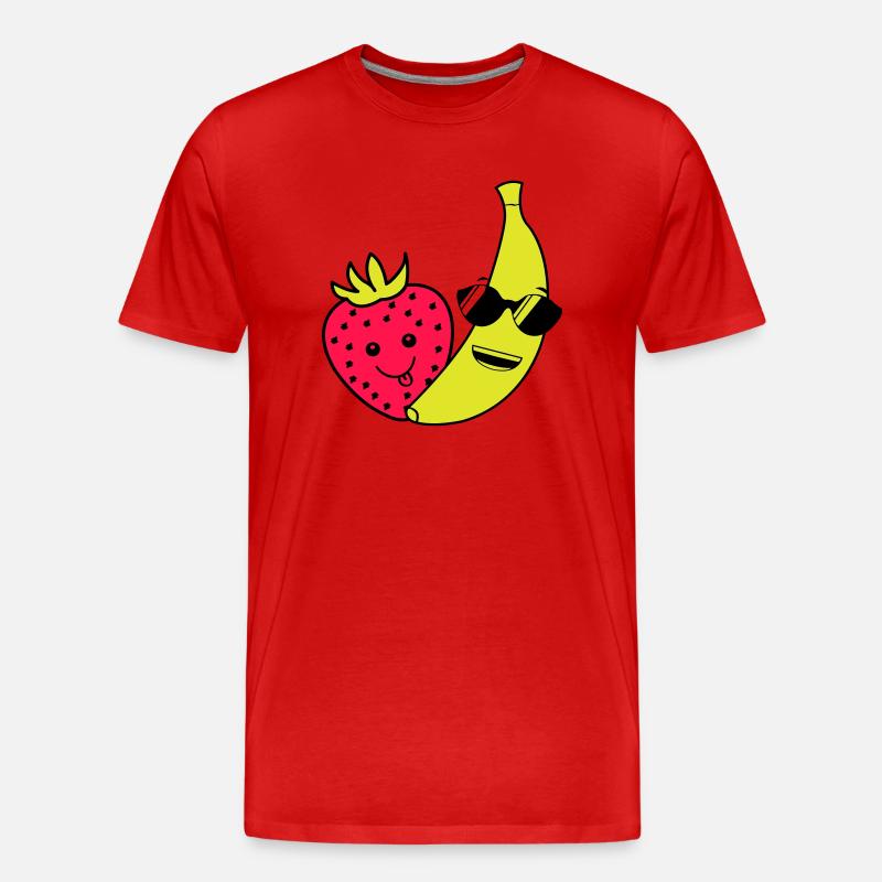 erdbeere banane - Männer Premium Bio T-Shirt - Rot