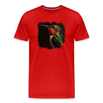 Les colibris sont connus pour leurs plumes iridescentes - T-shirt bio Premium Homme - rouge - Devant - Damien (186cm)