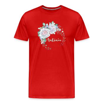 Für Antonia - Männer Premium Bio T-Shirt - Rot - Vorne - Damien (186cm)