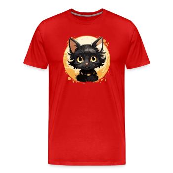 black cat kawaii, cute design - T-shirt bio Premium Homme - rouge - Devant - Damien (186cm)