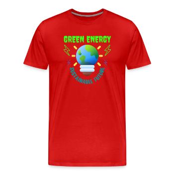 Green energy, sustainable future - Men's Premium Organic T-Shirt - red - Front - Damien (186cm)
