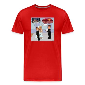 Hochzeit - Männer Premium Bio T-Shirt - Rot - Vorne - Damien (186cm)