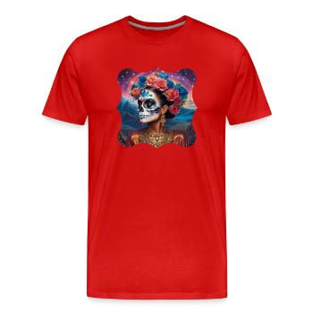 Jour des morts - Dia de los Muortos - T-shirt bio Premium Homme - rouge - Devant - Damien (186cm)