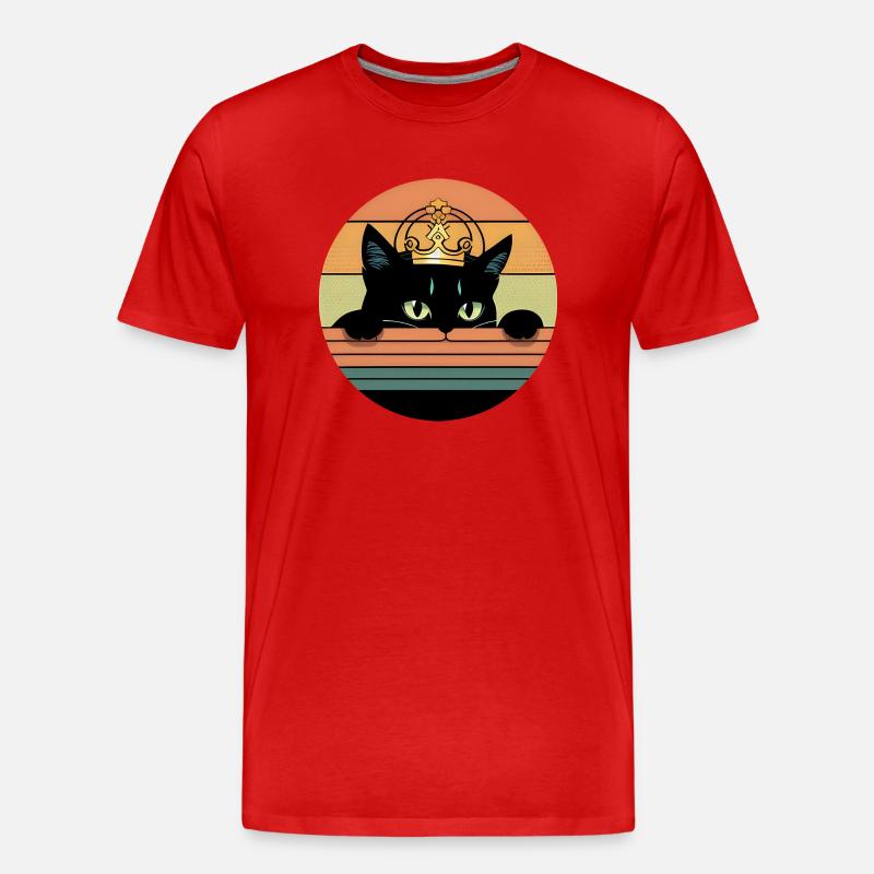 Katze mit Krone - Männer Premium Bio T-Shirt - Rot