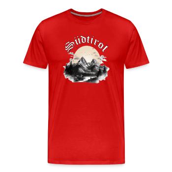 Le Tyrol du Sud avec ses montagnes, le cadeau de la loyauté envers la terre - T-shirt bio Premium Homme - rouge - Devant - Damien (186cm)