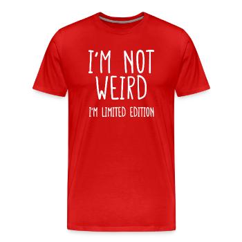 Ich bin nicht komisch, ich bin in limitierter Auflage lustig - Männer Premium Bio T-Shirt - Rot - Vorne - Damien (186cm)