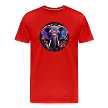 Elefant Neon Geschenk Wildtiere Fans Elfenbein - Männer Premium Bio T-Shirt - Rot - Vorne - Damien (186cm)