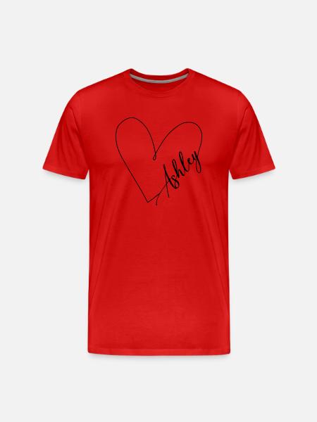 Ashley Name Herzlinie - Männer Premium Bio T-Shirt - Rot