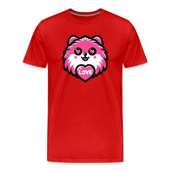Pomeranian In Love - Men's Premium Organic T-Shirt - red - Front - Damien (186cm)