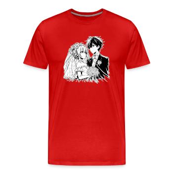 Braut und Bräutigam Anime Illustration - Männer Premium Bio T-Shirt - Rot - Vorne - Damien (186cm)