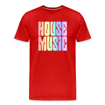 House-Musik - Pastel Rainbow - Männer Premium Bio T-Shirt - Rot - Vorne - Damien (186cm)