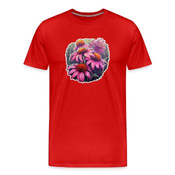 Plante d’échinacée 5 fleurs - T-shirt bio Premium Homme - rouge - Devant - Damien (186cm)