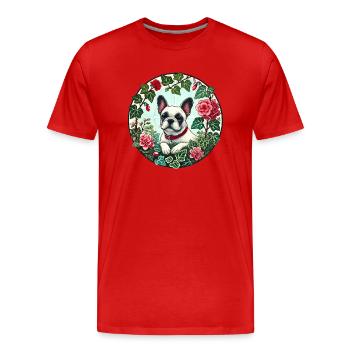 French Bulldog - Men's Premium Organic T-Shirt - red - Front - Damien (186cm)