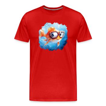 Drôle de poisson avec une mauvaise vue - T-shirt bio Premium Homme - rouge - Devant - Damien (186cm)