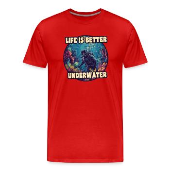 Das Leben ist besser unter Wasser 2 - Männer Premium Bio T-Shirt - Rot - Vorne - Damien (186cm)