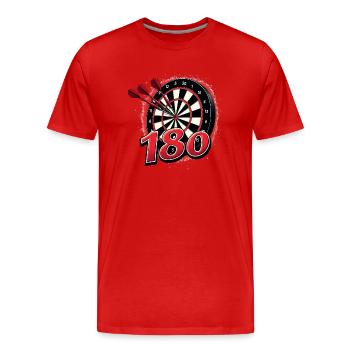 Fléchettes Dartpfeil Fléchettes 180 Triple - T-shirt bio Premium Homme - rouge - Devant - Damien (186cm)