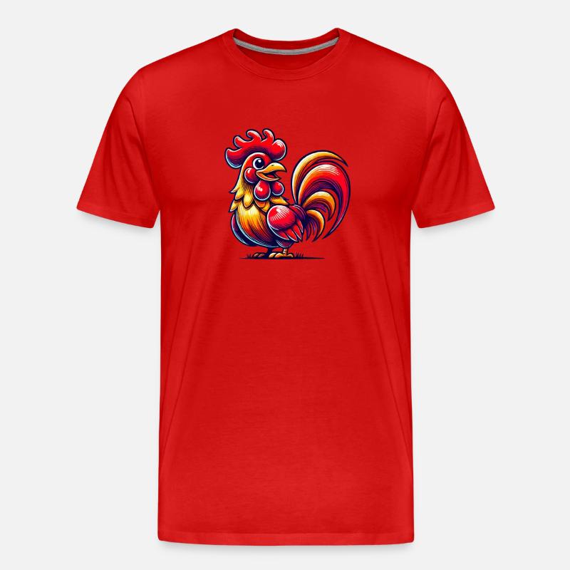 Hahn Comic - Männer Premium Bio T-Shirt - Rot