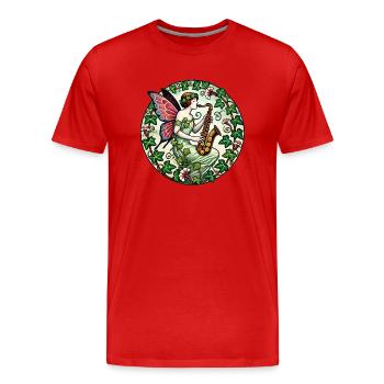 Saxophon Fee - Männer Premium Bio T-Shirt - Rot - Vorne - Damien (186cm)