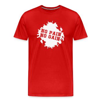 No Pain No Gain Blobs - Men's Premium Organic T-Shirt - red - Front - Damien (186cm)