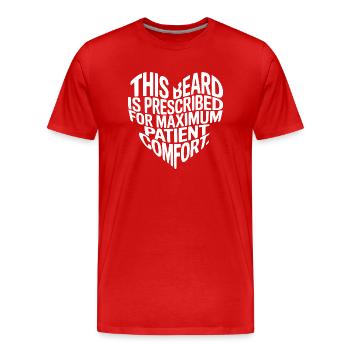 Chemise d’infirmière barbue Infirmier masculin - T-shirt bio Premium Homme - rouge - Devant - Damien (186cm)