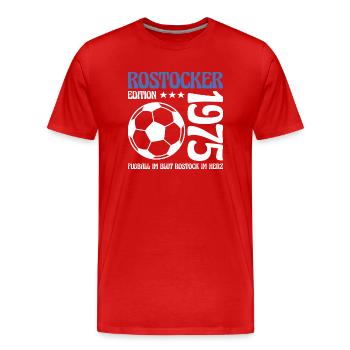 Rostocker Geburtstag 1975 Fußball Geschenk - Männer Premium Bio T-Shirt - Rot - Vorne - Damien (186cm)