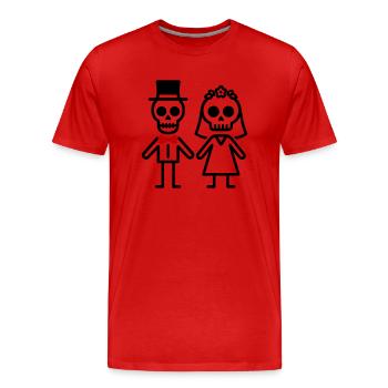 Couple Mariage Squelette - T-shirt bio Premium Homme - rouge - Devant - Damien (186cm)