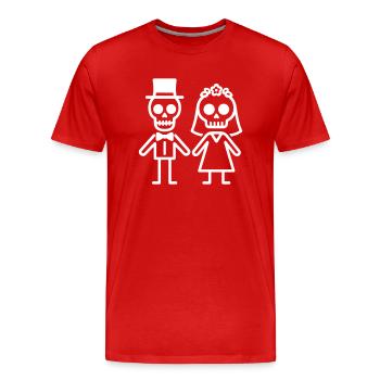 Couple Mariage Squelette - T-shirt bio Premium Homme - rouge - Devant - Damien (186cm)