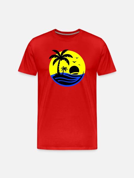 Insel Palmen Meer - Männer Premium Bio T-Shirt - Rot