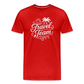 Travel Team - Männer Premium Bio T-Shirt - Rot - Vorne - Damien (186cm)