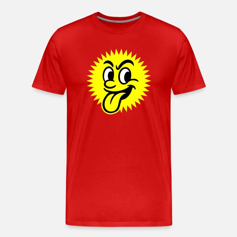 Sonne Sommer Gesicht - Männer Premium Bio T-Shirt - Rot