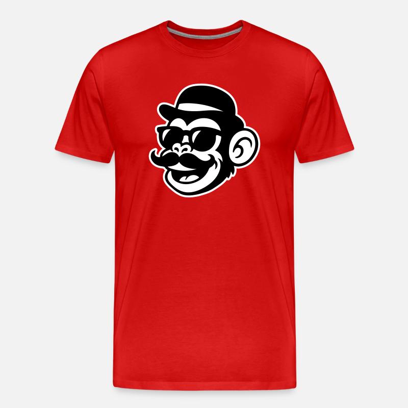 Affe Sir Mustache - Männer Premium Bio T-Shirt - Rot