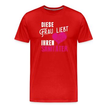 Diese Frau liebt ihren Sanitäter - Männer Premium Bio T-Shirt - Rot - Vorne - Damien (186cm)