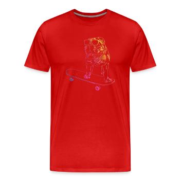 BULLDOG ANGLAIS - SKATEBOARD BULLDOG ANGLAIS - T-shirt bio Premium Homme - rouge - Devant - Damien (186cm)
