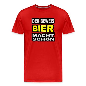 der beweis bier macht schön - Männer Premium Bio T-Shirt - Rot - Vorne - Damien (186cm)