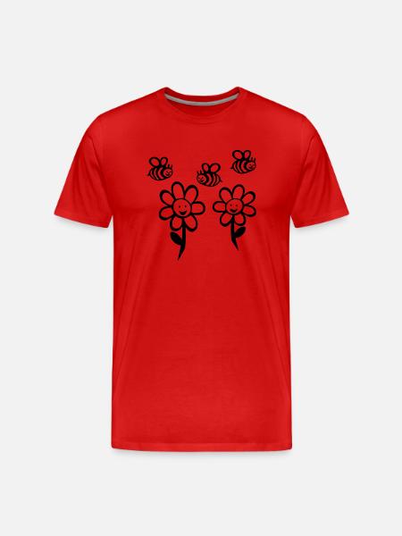 Bees and flowers - Men's Premium Organic T-Shirt - red