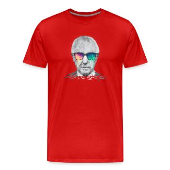 Albert Hofmann - Psychedelic Polygon Portrait - Männer Premium Bio T-Shirt - Rot - Vorne - Damien (186cm)