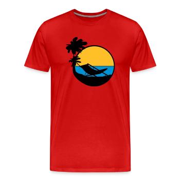 palmen sun silhouette lounge chair chaise de plage url - T-shirt bio Premium Homme - rouge - Devant - Damien (186cm)