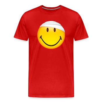Smiley Injured - Men's Premium Organic T-Shirt - red - Front - Damien (186cm)