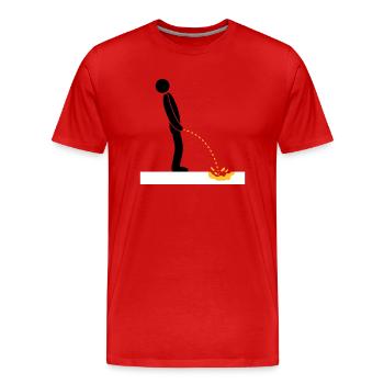 pinkeln schnee gelb winter kalt boden logo im steh - Männer Premium Bio T-Shirt - Rot - Vorne - Damien (186cm)