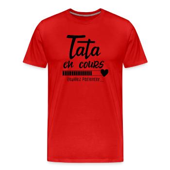 Annonce de la grossesse d'une tata tante - T-shirt bio Premium Homme - rouge - Devant - Damien (186cm)