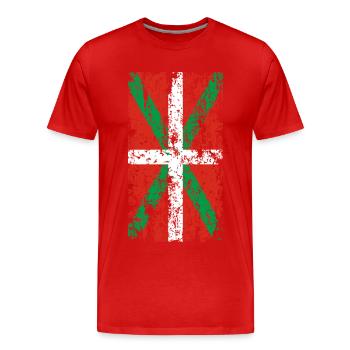 Drapeau Pays Basque usé. Ikurriña. - T-shirt bio Premium Homme - rouge - Devant - Damien (186cm)