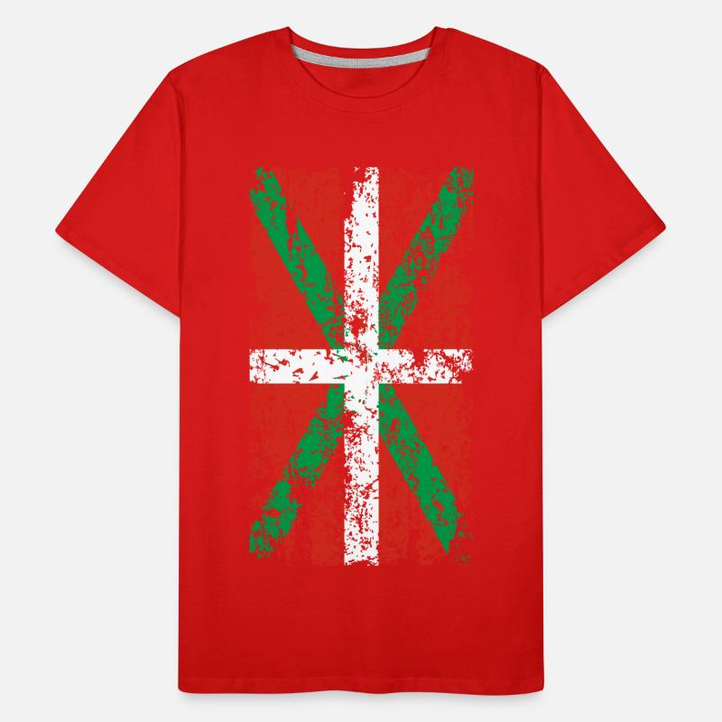 Drapeau Pays Basque usé. Ikurriña. T-shirt bio Premium Homme