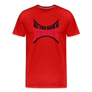 Besoin de Jésus courbé - T-shirt bio Premium Homme - rouge - Devant - Damien (186cm)