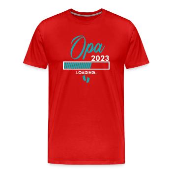 Ich werde Opa 2023 - Babyfüsse mit Loading Screen - Männer Premium Bio T-Shirt - Rot - Vorne - Damien (186cm)
