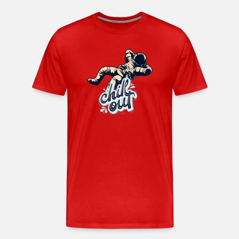 Chilling astronaut - Männer Premium Bio T-Shirt - Rot